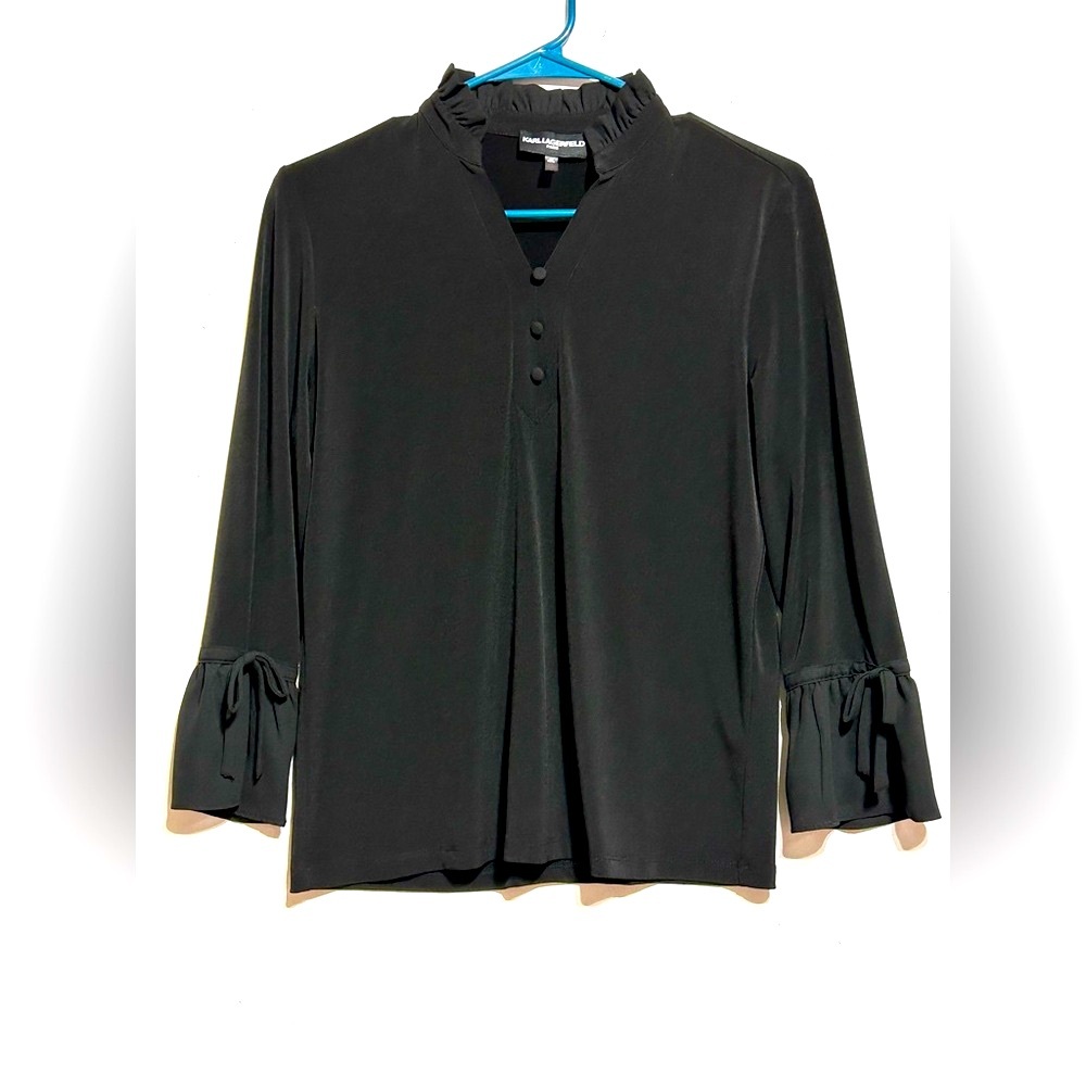 Karl Lagerfeld Black Blouse with Flared Sleeves